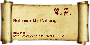 Mehrwerth Patony névjegykártya
